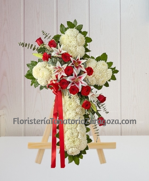 Corazón Funerario clavel y rosas especial para tanatorio