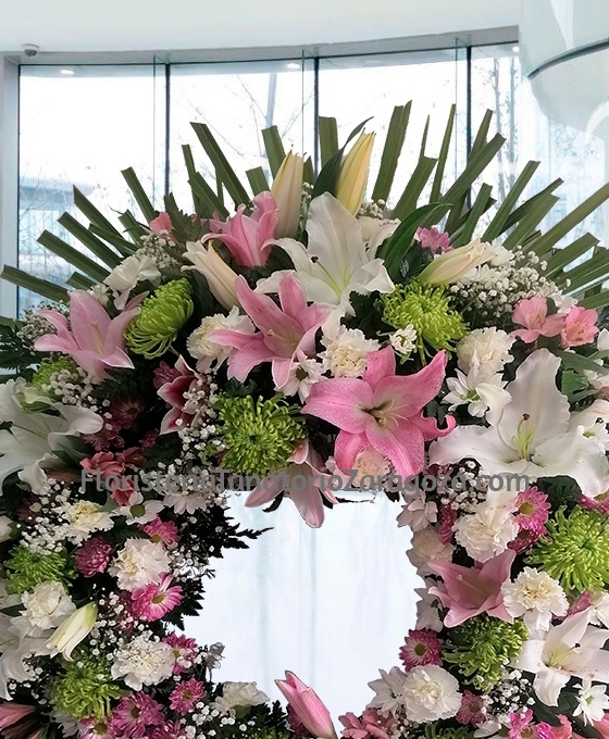 Corona Funeraria Blanca y Rosa