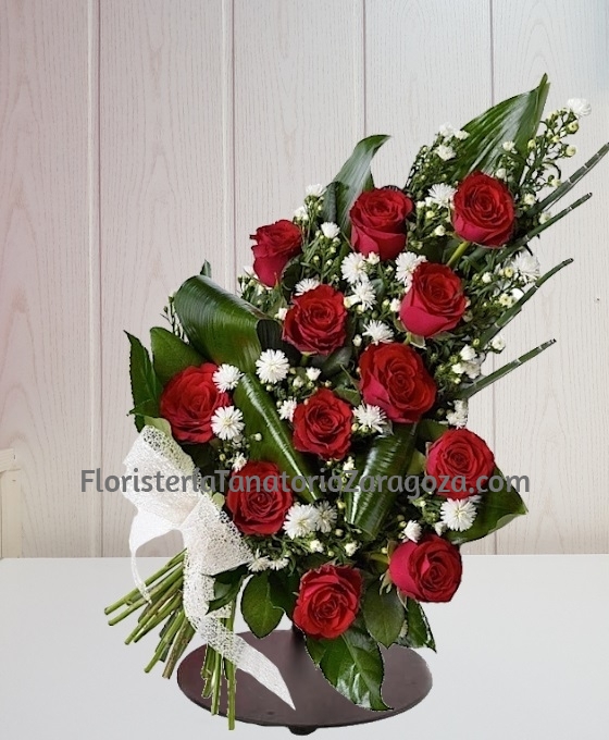 Ramo funerario 12 rosas rojas para tanatorio envio urgente