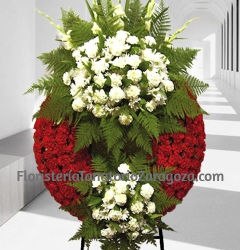 Corona Funeraria Blanca y Roja